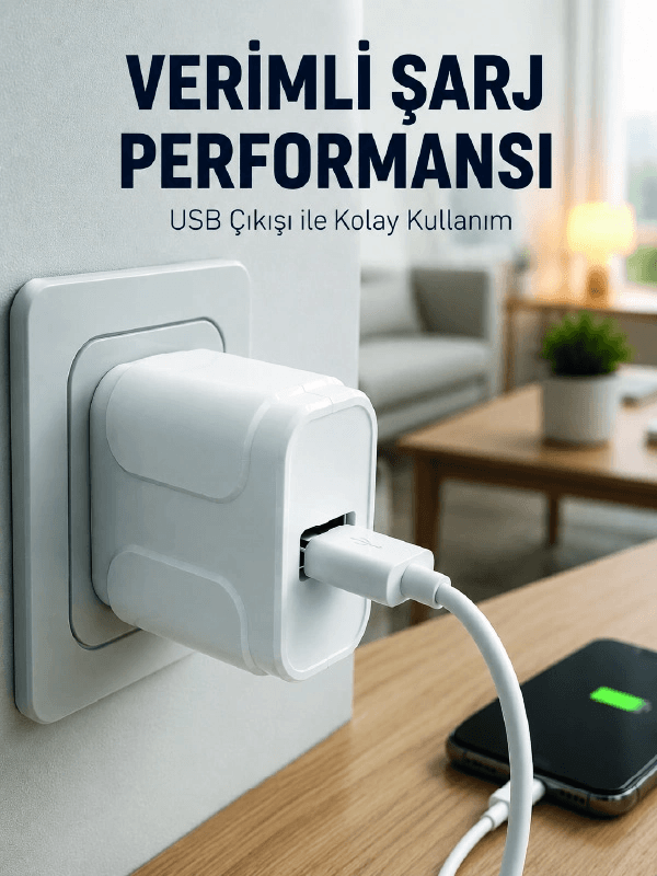 Usb Girişli 12w Şarj Adaptörü Kompakt Telefon Şarj Cihazı