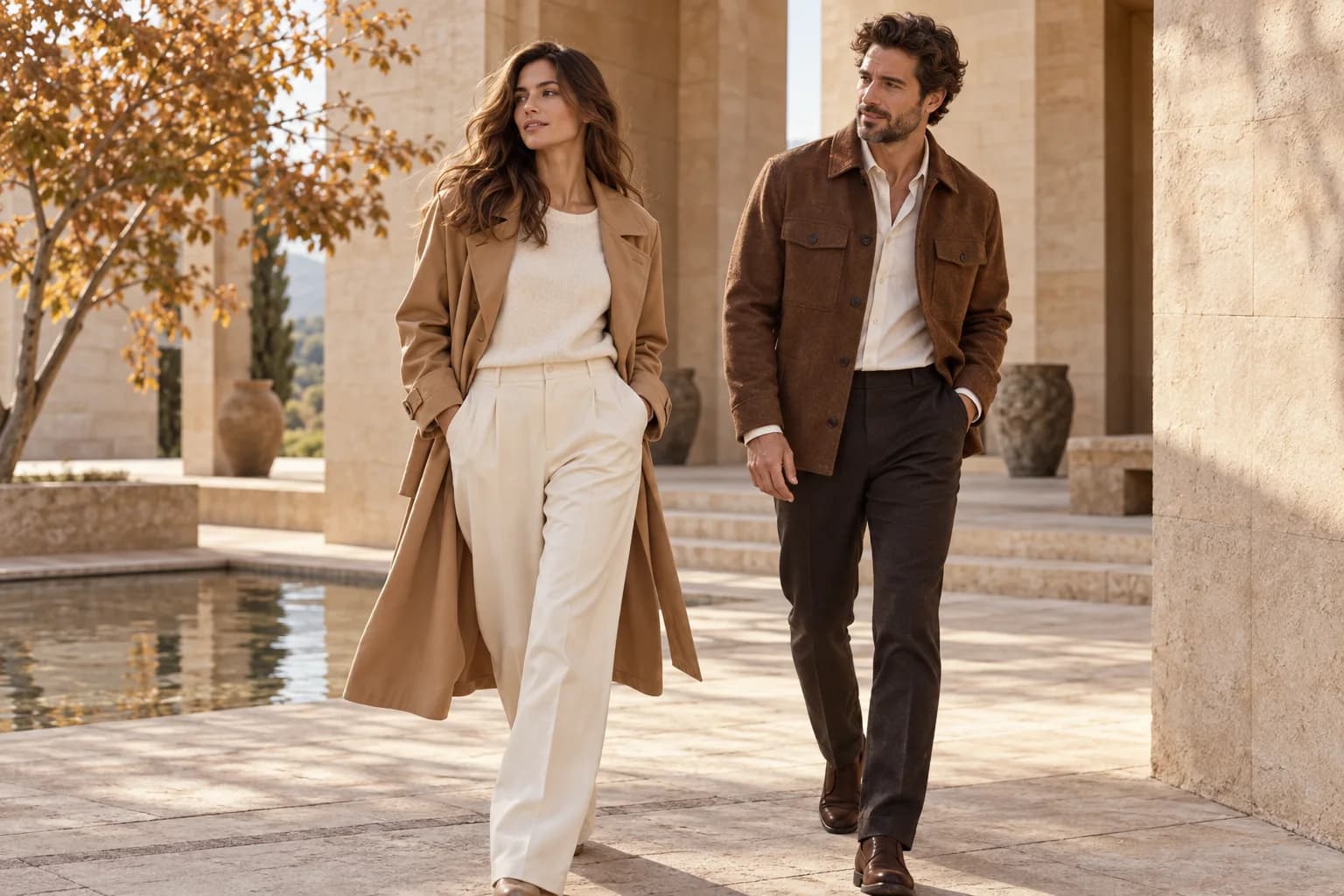 Günlük giyim kombinleriyle iki yetişkin model