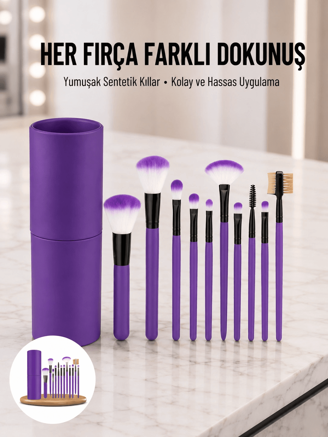 12 Parça Profesyonel Makyaj Fırçası Far Fırçası Allık Fırçası Yumuşak Kıllı