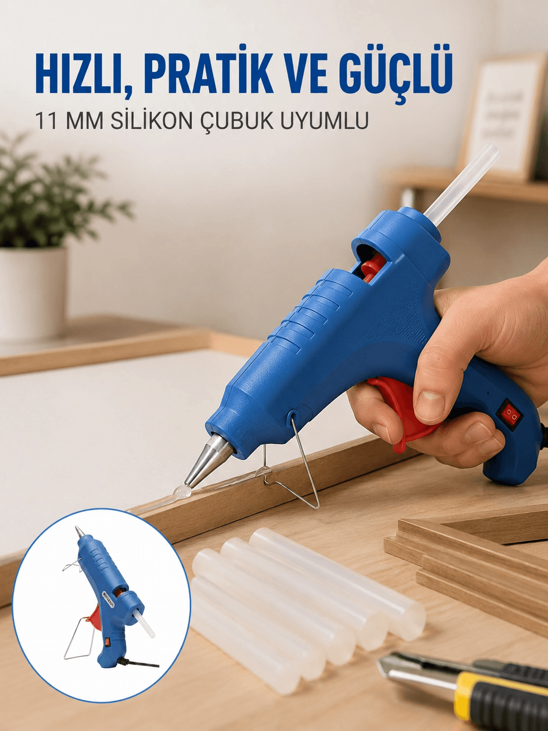 40w Sıcak Silikon Tabancası 5 Silikon Hediyeli Dayanıklı Tasarım Yeni Nesil