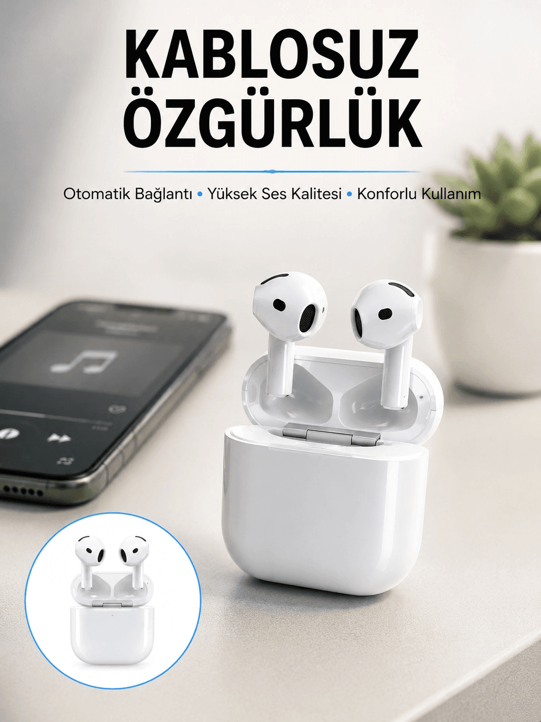 4.nesil Bluetooth Kulaklık Yüksek Ses Kaliteli Dokunmatik Kontrol Özellikli Yeni Nesil