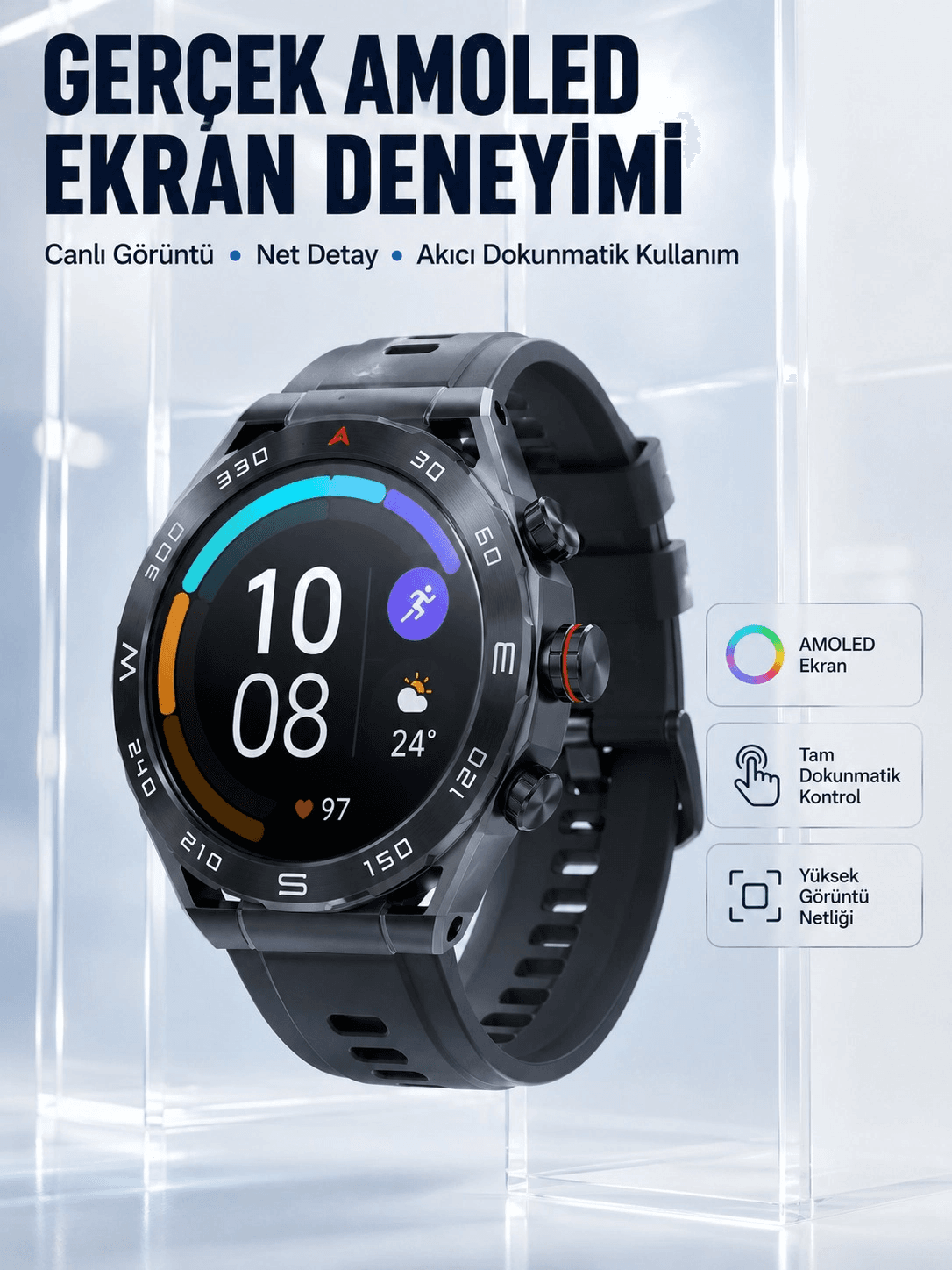 5g Android Sım Kartlı Akıllı Saat Dönebilen Hd Kamera Amoled Ekran Gps Wi-fi