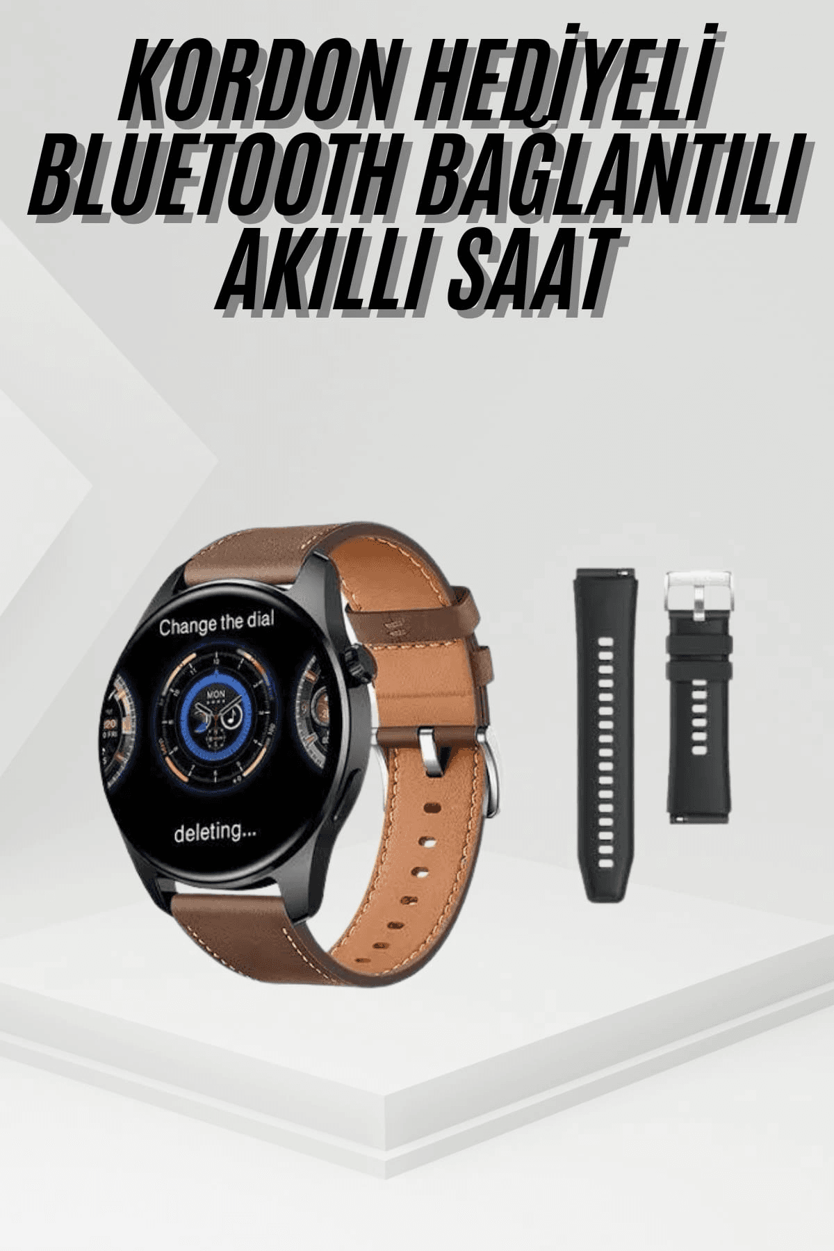 Akıllı Saat Yuvarlak Ekran Sesli Görüşme Özellikli Siyah Akıllı Unisex Kol Saati