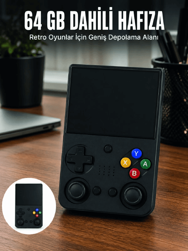 Aşınabilir Retro El Oyun Konsolu 64gb Hafızalı Ips Ekranlı Oyun Cihazı
