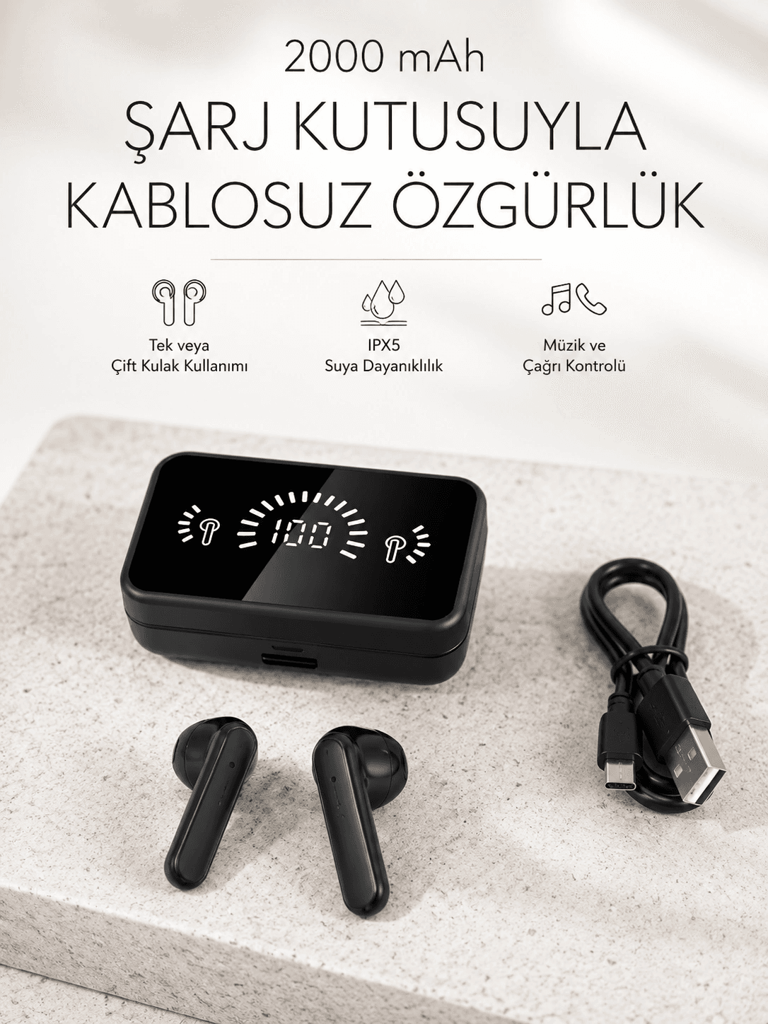 Bluetooth 5.1 Destekli Bluetooth Kulaklık – Anc Ve Stereo Sesli