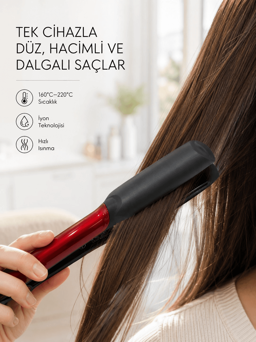 Çok Yönlü Kullanım Sunan Saç Düzleştirici – Düzleştirici Ve Hacim Verici
