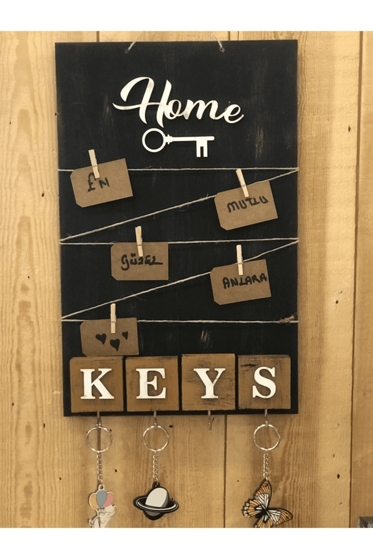 Dekoratif Home Keys Ahşap Resimlik Ve Notluk (kahverengi)