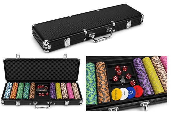 Deri Çantalı 500 Chip Ve 2 Adet İskambil Kağitına Sahip Poker Oyunu Alk5372