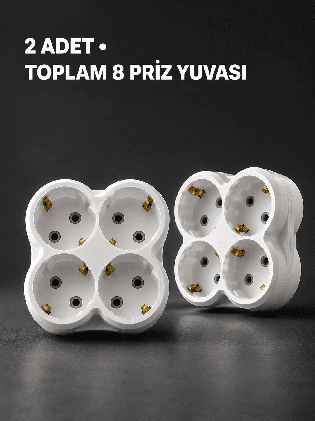 Duvar Tipi 4 Çıkışlı Priz Çoğaltıcı Kablosuz Kompakt Tasarım 2 Adet