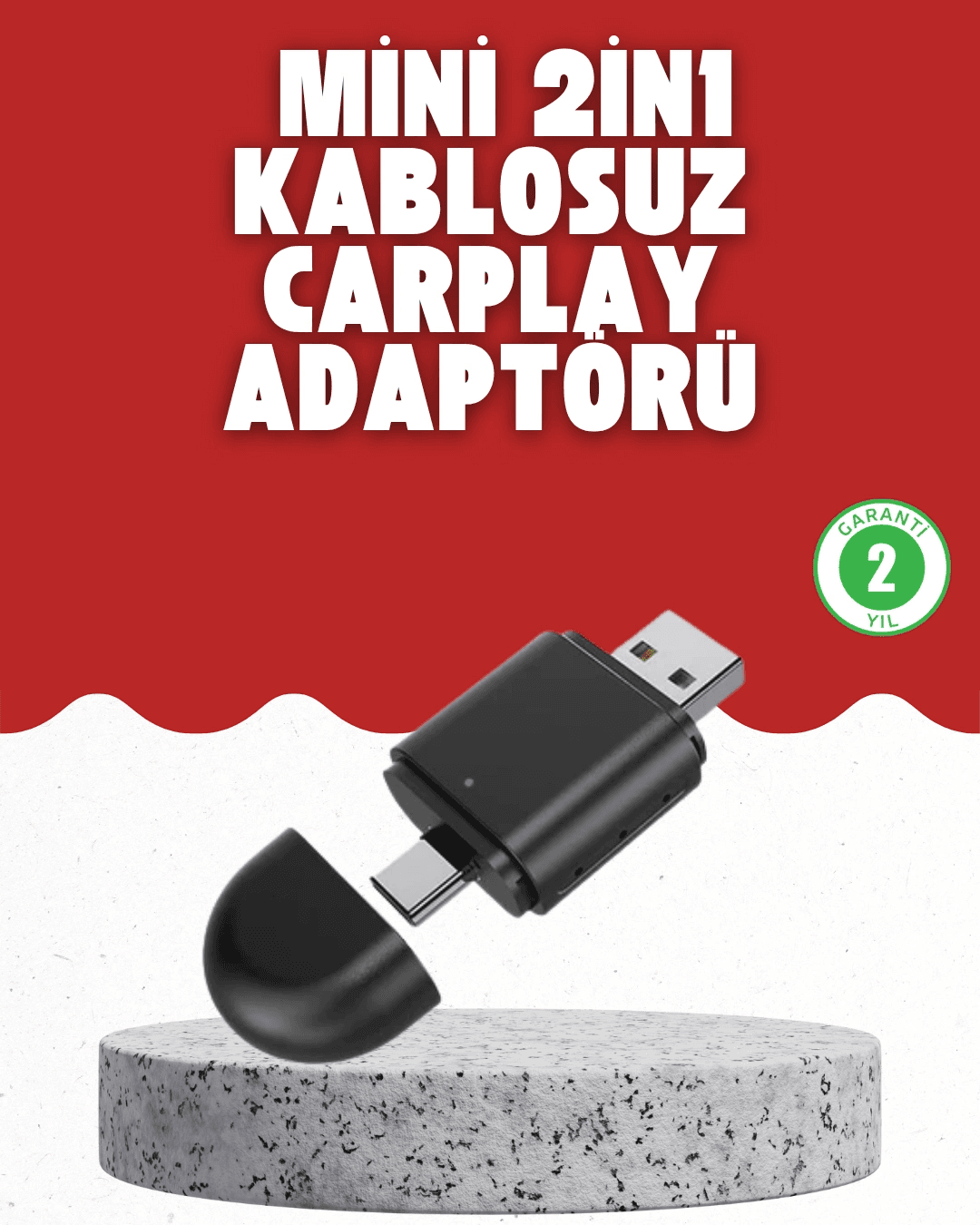 Kablosuz Carplay Dönüştürücü – Akıllı Tak & Çalıştır Araç Adaptörü