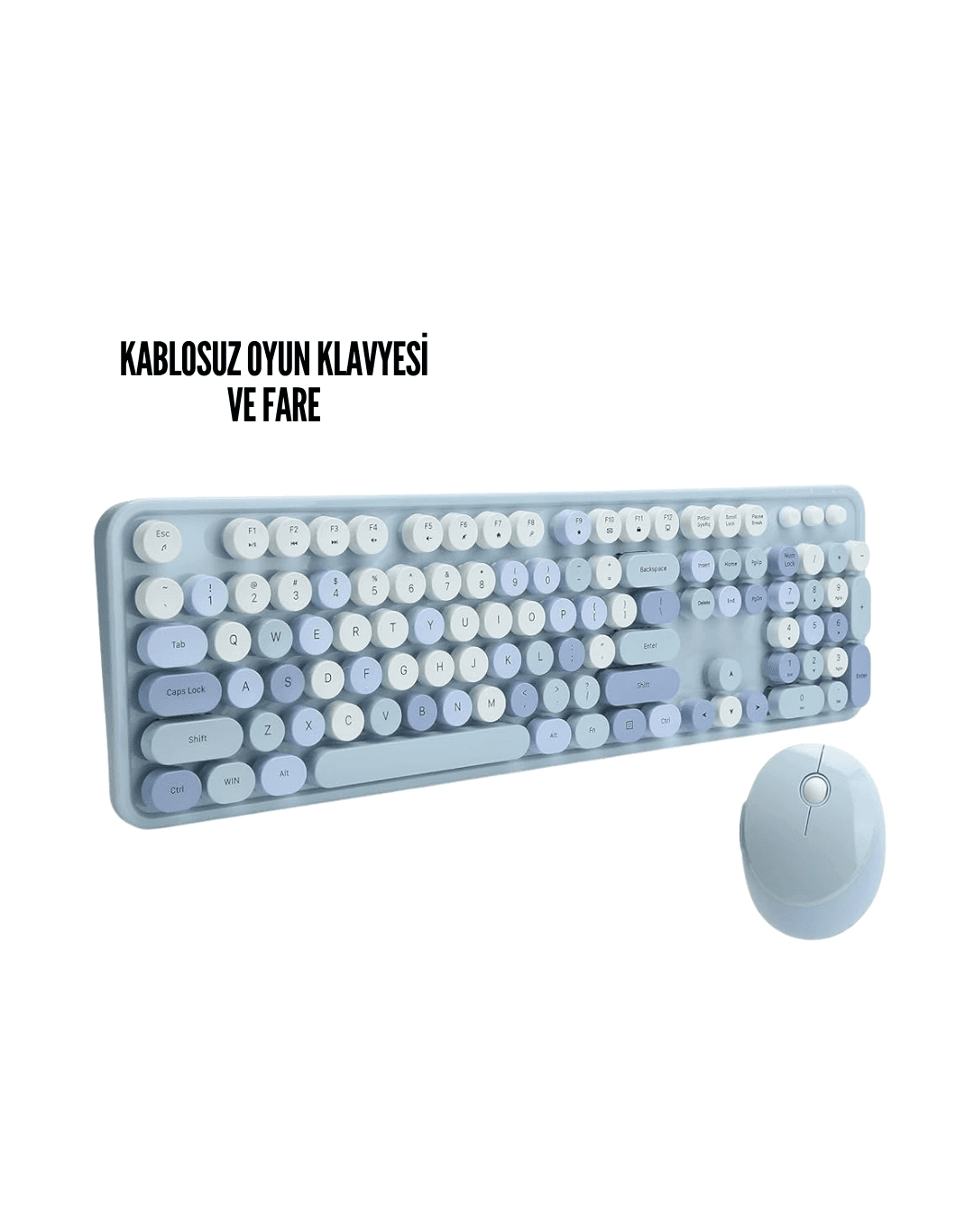 Kablosuz Klavye Mouse Seti Mavi