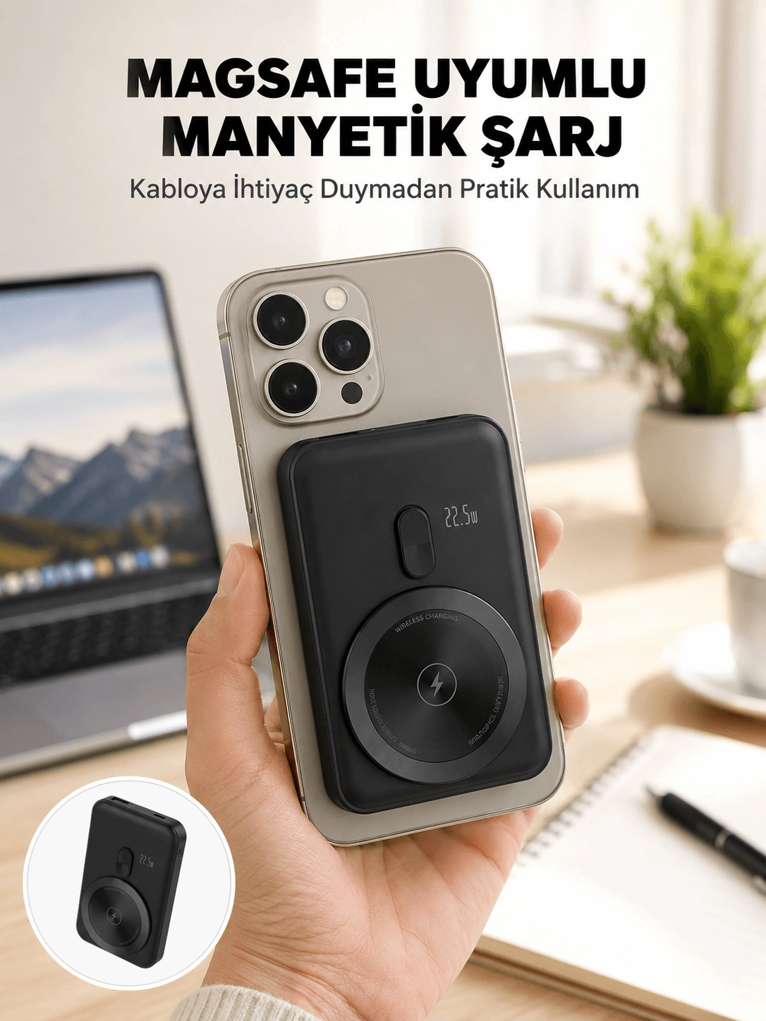 Kablosuz Ve Kablolu Kullanım Sunan Taşınabilir Powerbank Yeni Nesil