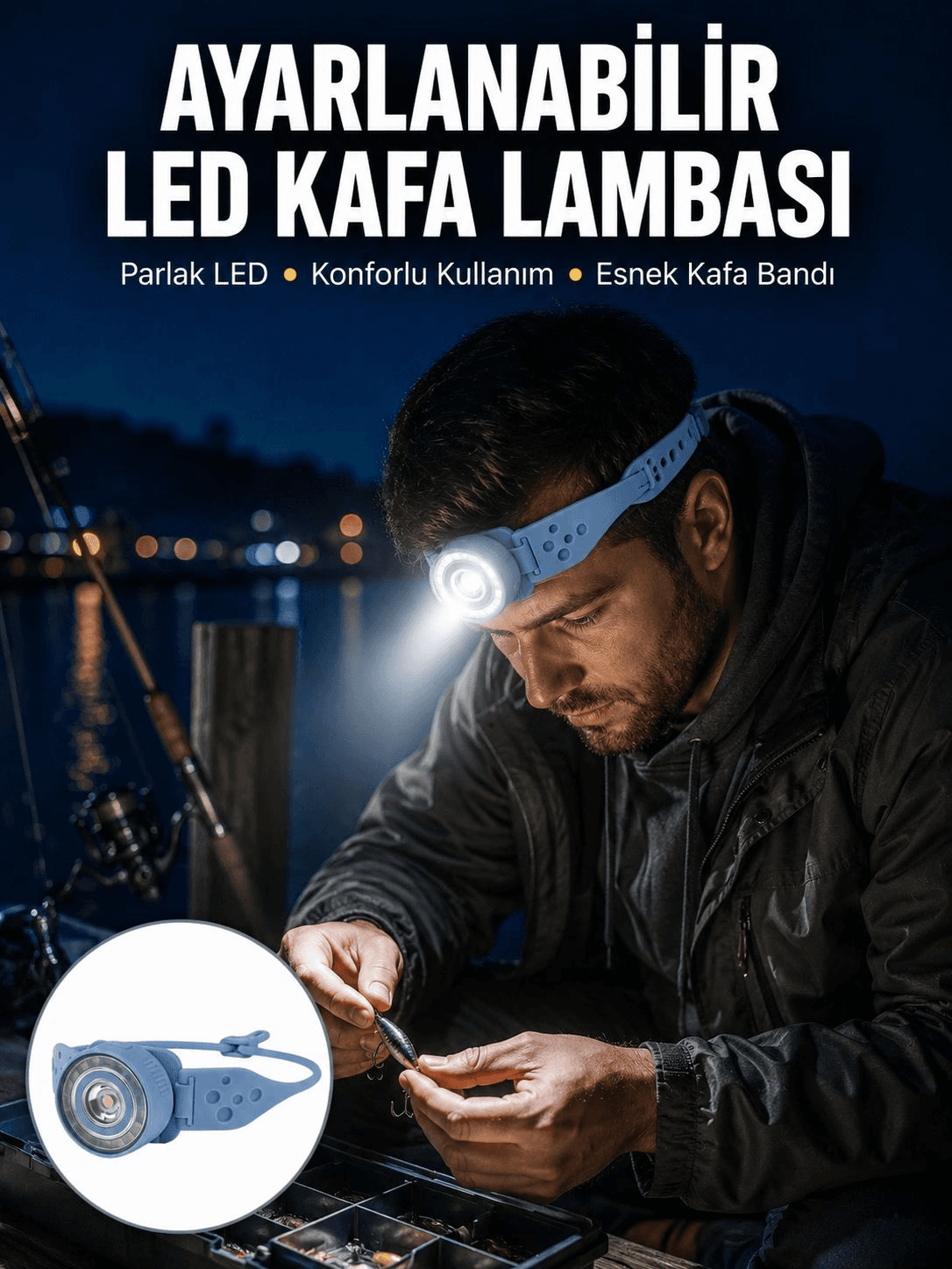 Kampçı Kafa Lambası Su Geçirmez Çok Modlu Led Yeni Nesil