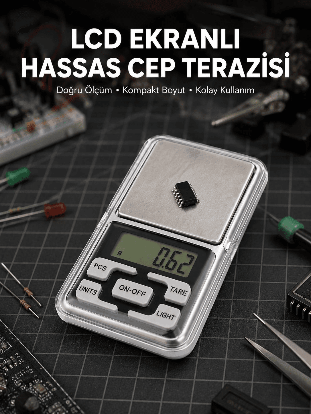 Kapaklı Dijital Cep Terazisi Hassasiyet 300 Gr Yeni Nesil