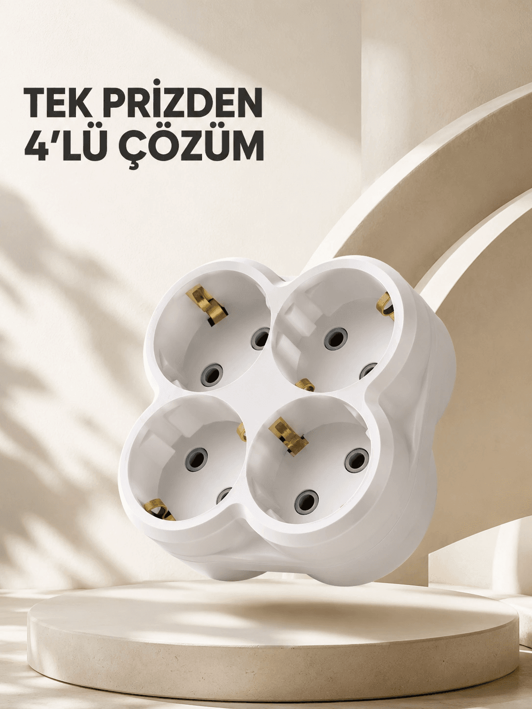 Kompakt 4’lü Priz Adaptörü Ev Ofis İçin Kablosuz Priz Çoğaltma Atı