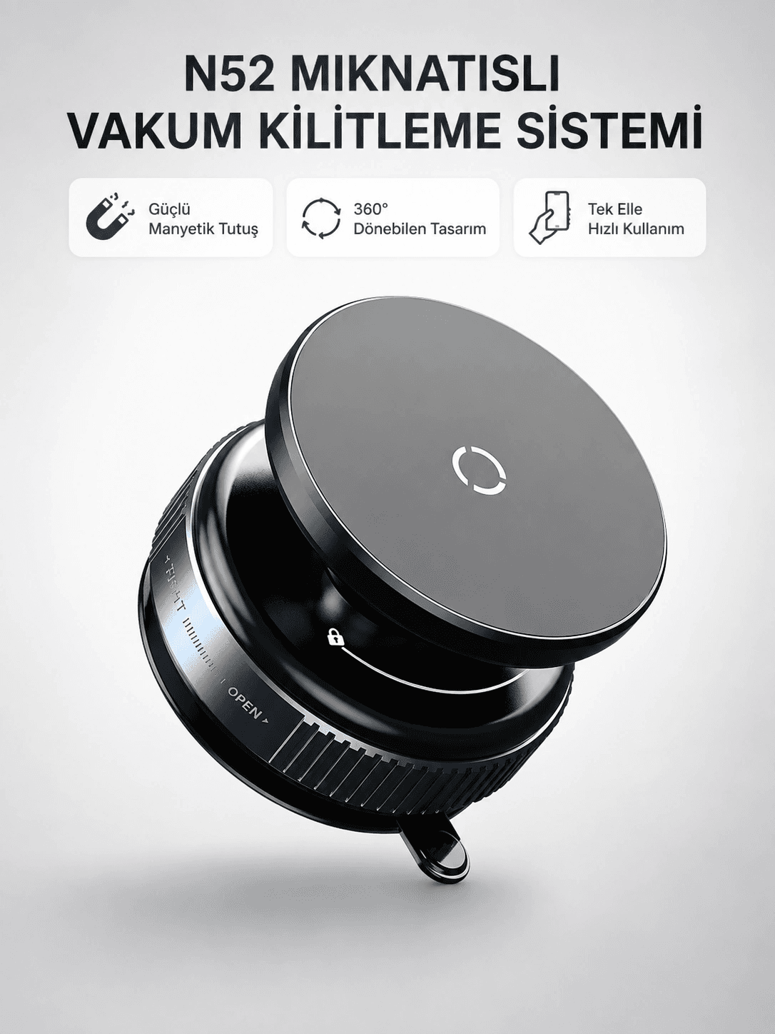 Mıknatıslı Araç Telefon Tutucu Vakum Teknolojili 360° Ayarlanabilir