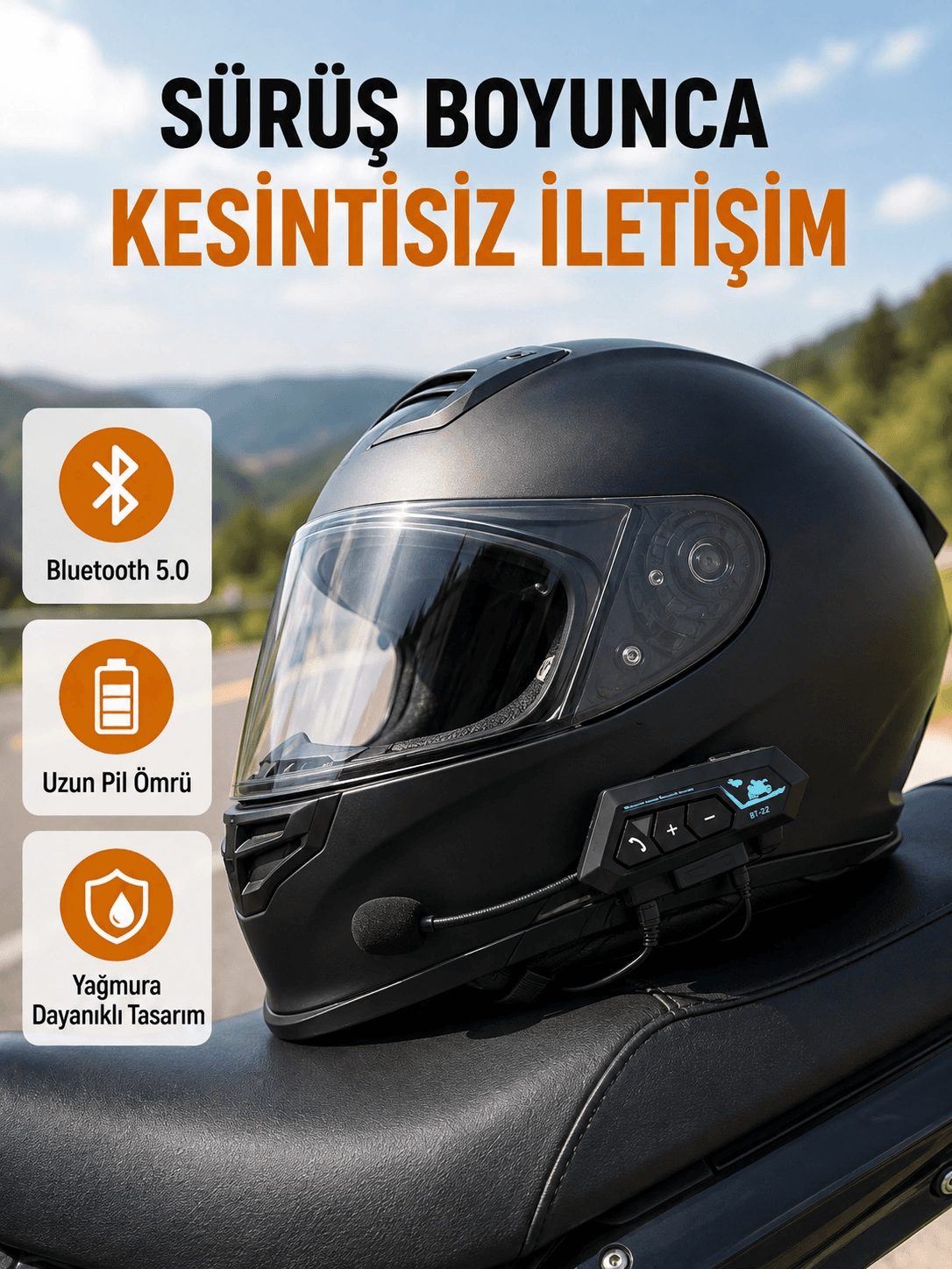 Motosiklet Kask Kulaklığı Bluetooth 5.0 Gürültü Önleme Ve Hızlı Bağlantı Yeni Nesil