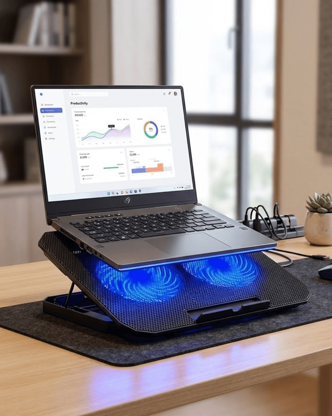 Notebook Soğutucu Fanlı Stand Usb Portlu 8 Kademe Laptop Sehpası