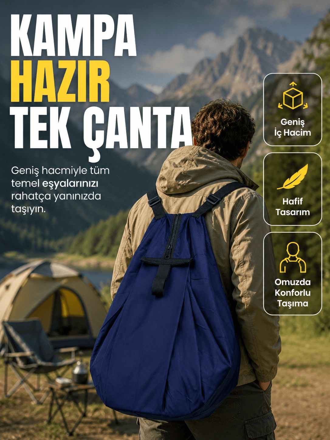 Okul İş Seyahat Kamp Ve Günlük Kullanım İçin Çok Amaçlı Taşıma Çantası