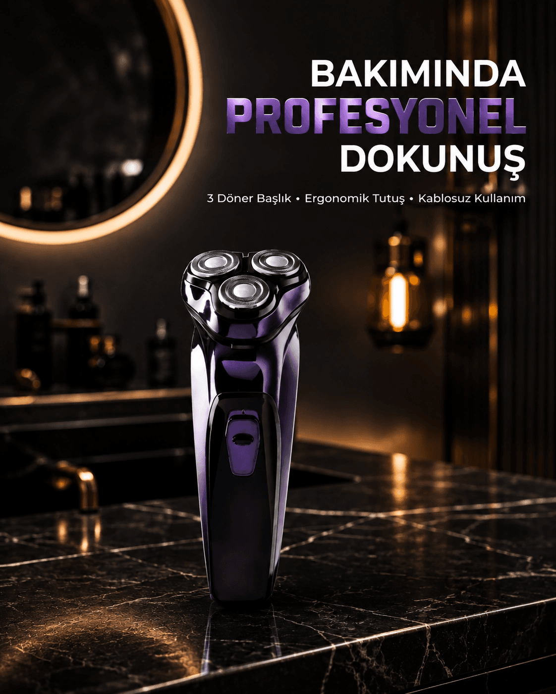 Profesyonel Şarjlı Tıraş Makinesi Ayarlanabilir Başlıklı Kablosuz