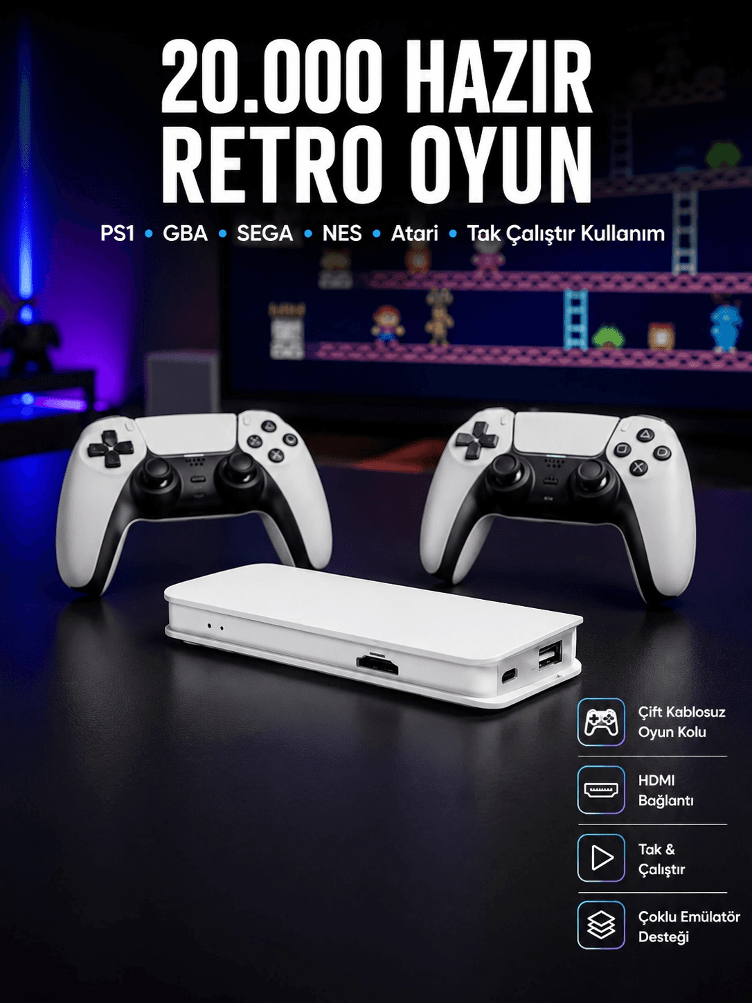 Retro Oyun Konsolu – 20.000 Yüklü Oyun