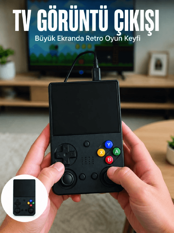 Retro Oyun Konsolu Çift Analog Joystick 64gb Hafızalı Taşınabilir El Konsolu