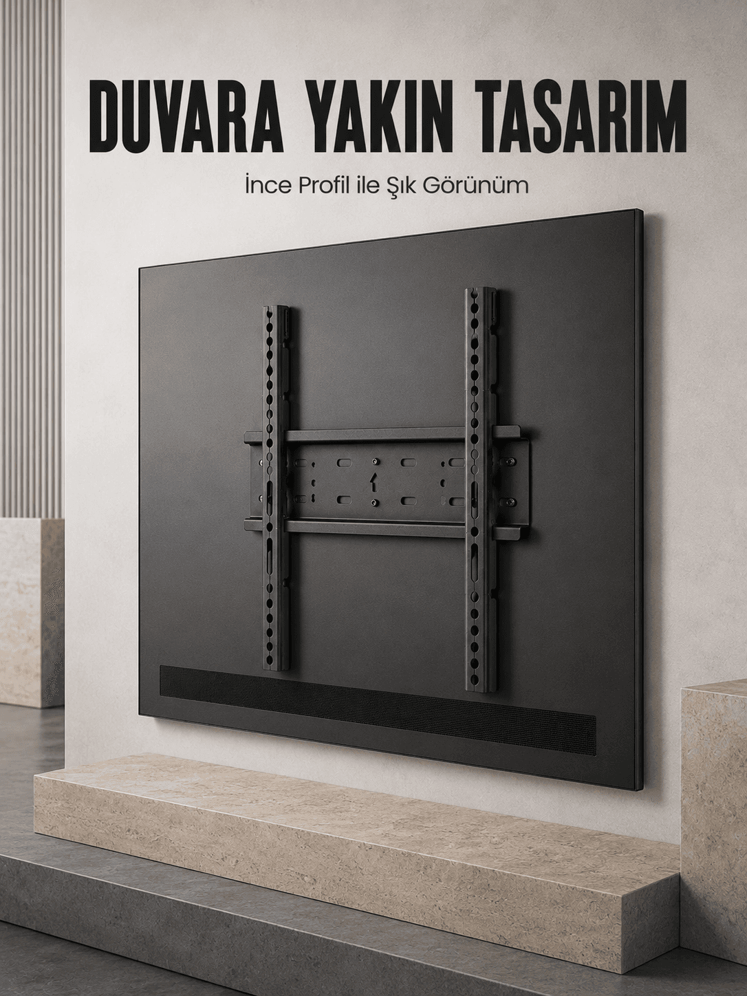 Sabit Televizyon Askı Atı 50"-95" İnce Profil Sağlam Metal Tv Duvar Braketi