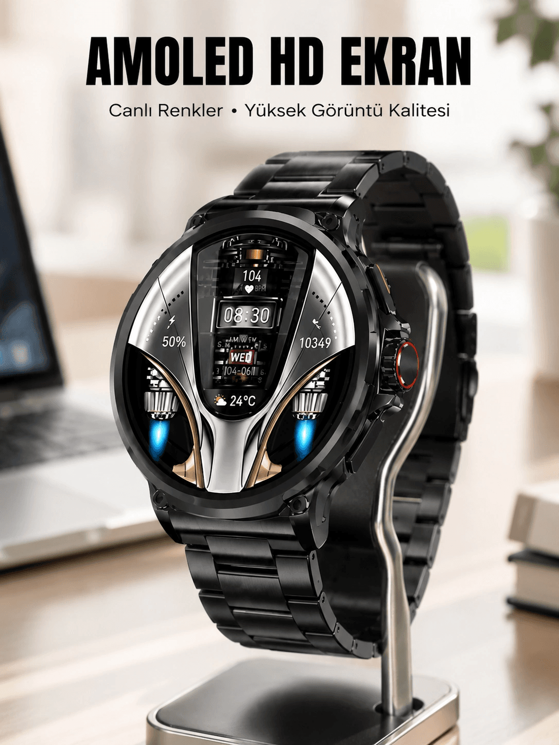 Şık Metal Kasa Ve Değiştirilebilir Kordonlarla Sw80 Smartwatch Yeni Nesil