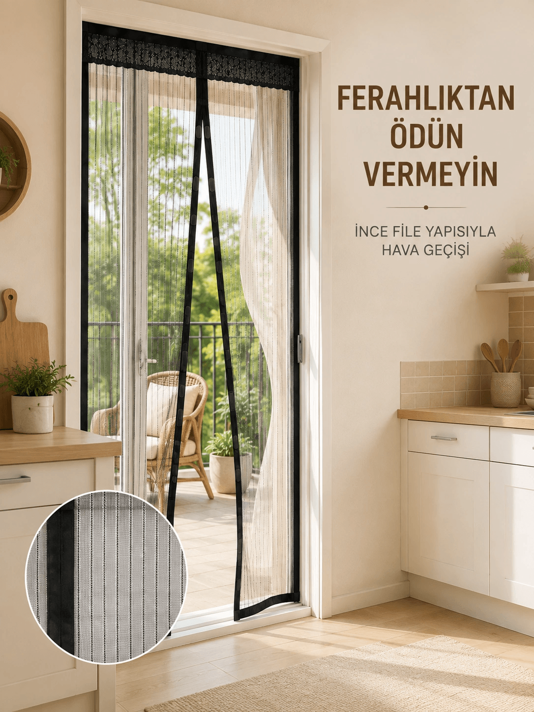 Siyah Mıknatıslı Kapı Sinekliği Sinek Ve Böceklere Karşı Koruyucu File