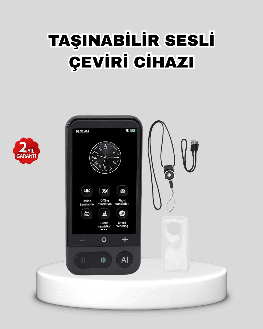 Taşınabilir Akıllı Sesli Çeviri Cihazı – 139 Dil Desteği, Dokunmatik Ekran