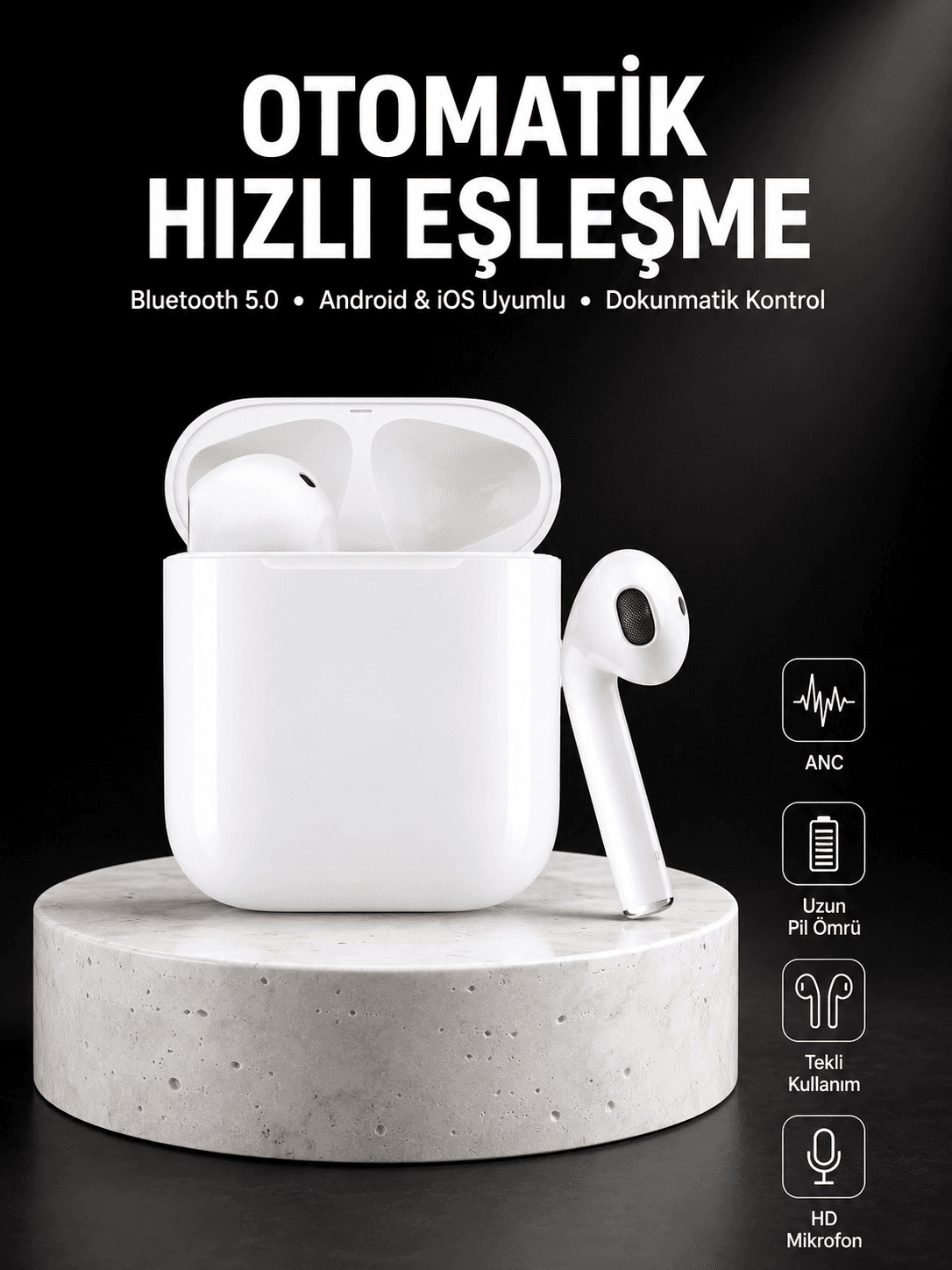 Yeni Nesil Dokunmatik Kontrol Çağrı Cevaplayabilen Kablosuz Bluetooth Kulaklık