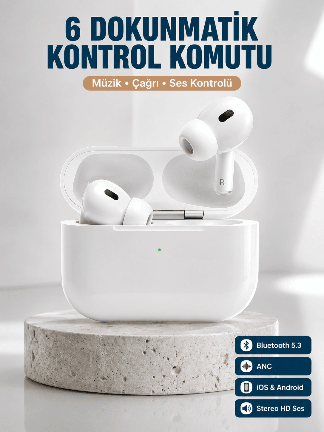 Yeni Nesil Pro Bluetooth Kulaklık Android Ve İos Uyumlu Dokunmatik Kontrol